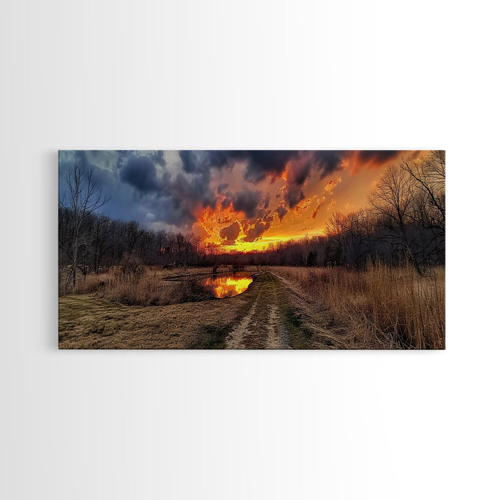 Country Roads, Framed Canvas Print, East Texas Photography Style Wall Art, Panoramic Wall Art, Rustic Farmhouse Decor