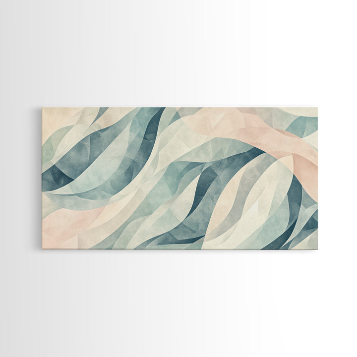 Pastel Abstract Canvas Print, Retro Kids Room Decor, Large Modern Art, Line Art Print