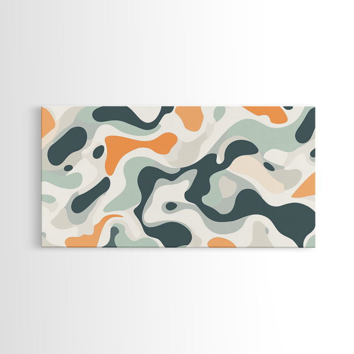 Abstract Camo Pattern Wall Art Framed Canvas Print, Man Cave Decor, Gift For Him, Retro Modern Abstract Art