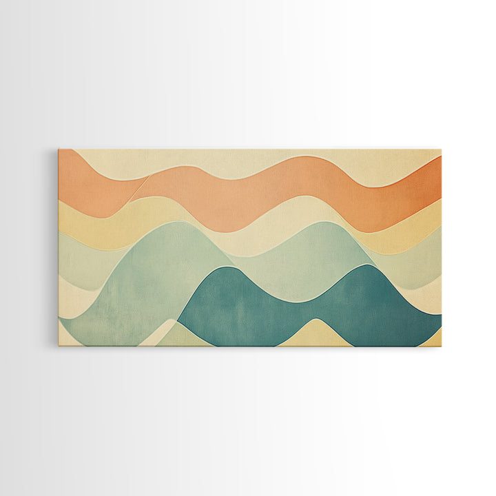 Pastel Abstract Aerial Geometric Giclee Art Print, Large Mid Century Modern Wall Art, Minimalist Decor For Living Room Above SOfa
