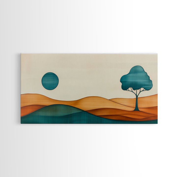 Cute Abstract Art Deco Landscape Canvas Print, Minimalist Art, Boho Home Decor For Abova Sofa, Great Room Wall Art