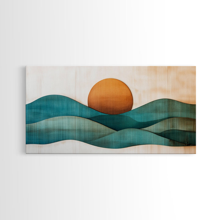 Abstract Minimalist Art Deco Landscape Canvas Print, Boho Home Decor, Bohemian Wall Art, Tiny House Wall Art