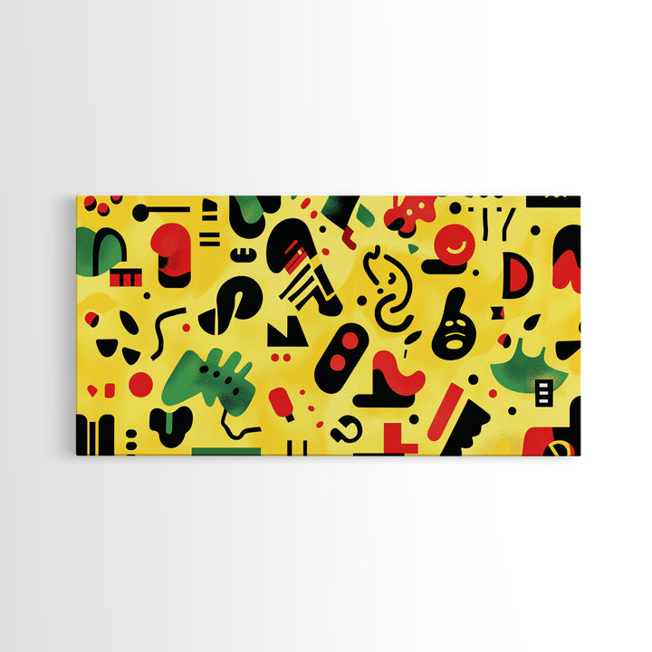 Boy's Room Or Nursery Room Wall Art Framed Canvas Print, Retro 90s Style Wall Art, Kid's Room Wall Art