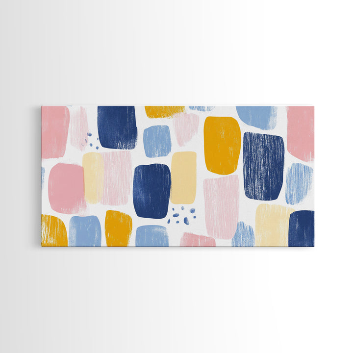 Abstract Painting Print, Wood Framed Wall Art, Preppy Decor, Girl's Dorm Room Wall Art, Apartment Decor