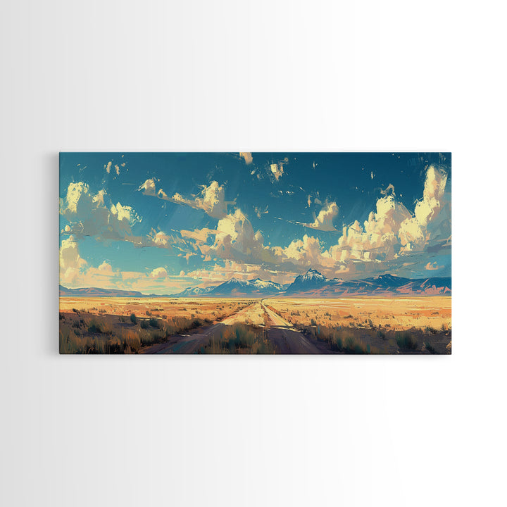 Country Roads Oil Painting Canvas Print, Wood Framed Wall Art, Home Decor, Southwestern Rustic Wall Art, Boho Home Decor