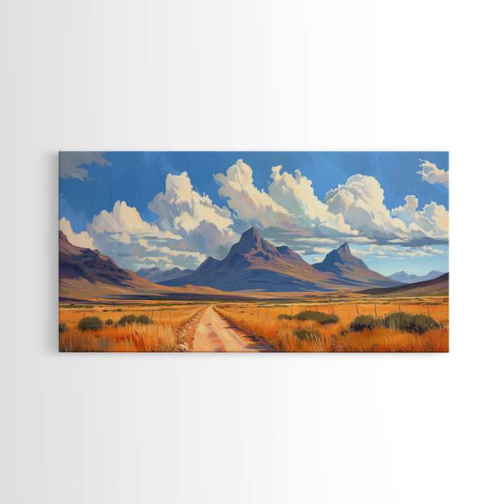 Desert Dirt Roads Framed Canvas Wall Art, Beautiful Arizona Day, Desaturated Wall Art, Rustic Farmhouse Decor, Southwestern Pueblo Art