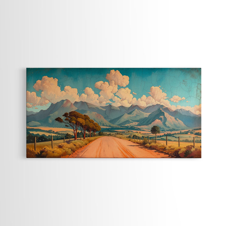 Nevada Desert Dirt Road Framed Canvas Print, Nature Print, Minimalist Wall Art, Life In The Desert, Rustic Farmhouse Above Sofa Wall Art