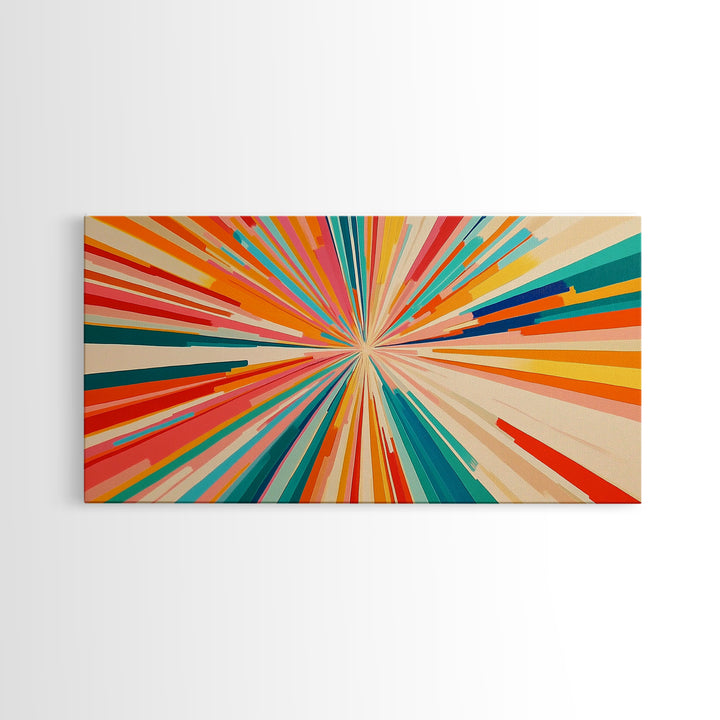 Beautiful Art Deco Sun Burst Wall Art Canvas Print, Unique Wall Decor, ready to hang framed wall art, living room decor