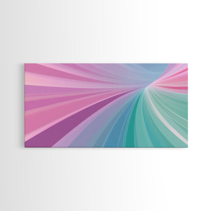 Pastel Highway Framed Canvas Print, Retro Wall Art, Mid-Century Modern Abstract Art
