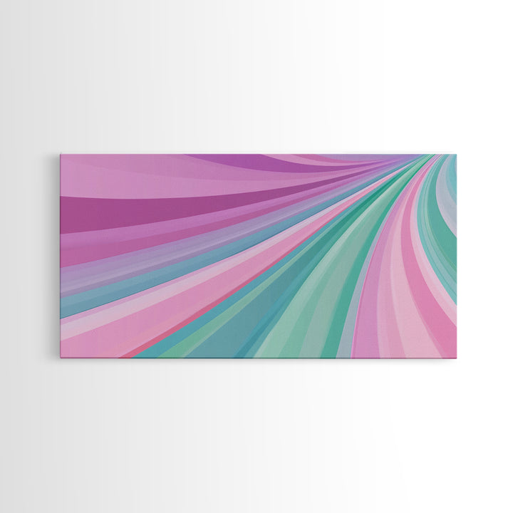 Pink Blush and Turquoise Abstract MCM Style Wall Art Framed Canvas Print, Trendy Preppy Wall Decor, Mid-Century Modern Abstract Decor