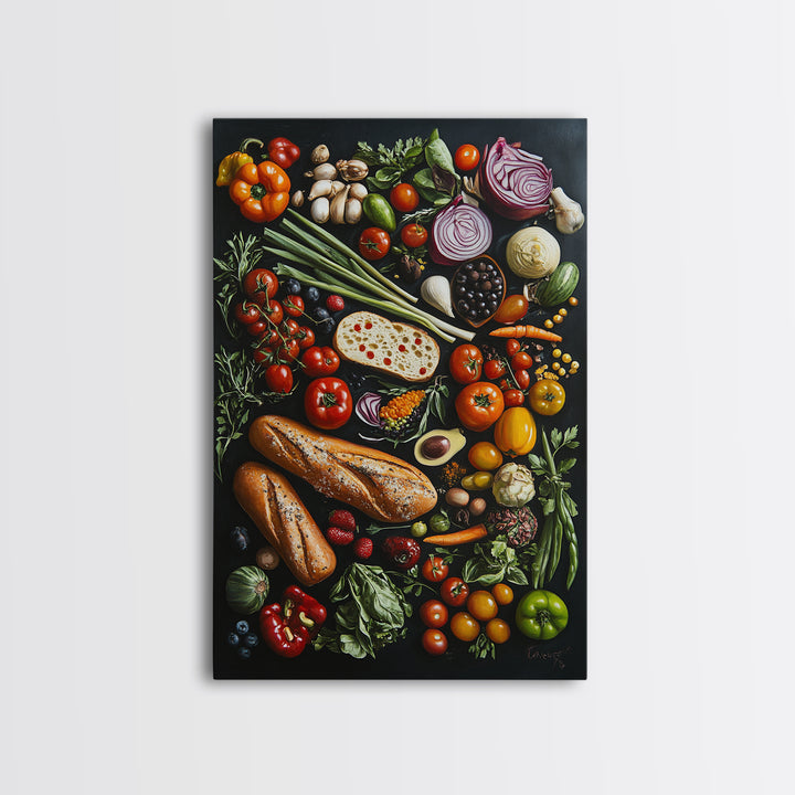 Retro Food Wall Art Canvas Print, Kitchen Decor, Kitchen Painting, Dining Room Painting, Modern Farmhouse Wall Art