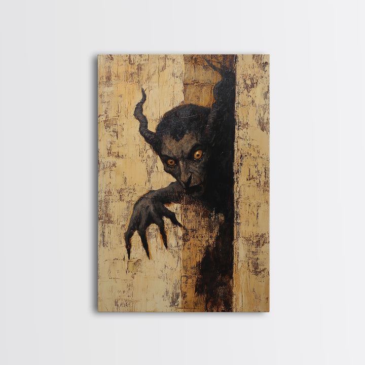 Demon Painting Print, Dark Macabre Wall Art, Original Satyr Painting, Witchy Decor, Wall Art For Witches, Witch Familiar Painting