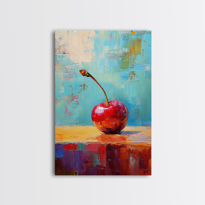 Cherry Painting Print, Canvas Print, Cherry Painting Original Art Berry Still Life Painting On Canvas, Original Artwork, Kitchen Decor, Dining Room Art