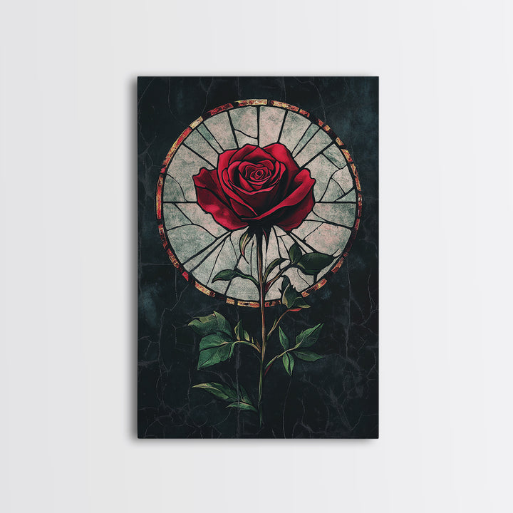 Rose Painting Print, Wood Framed Canvas Print, Beautiful Rose Painting Abstract Wall Art, Minimalist Floral Decor, Flowers Print, Floral Wall Art
