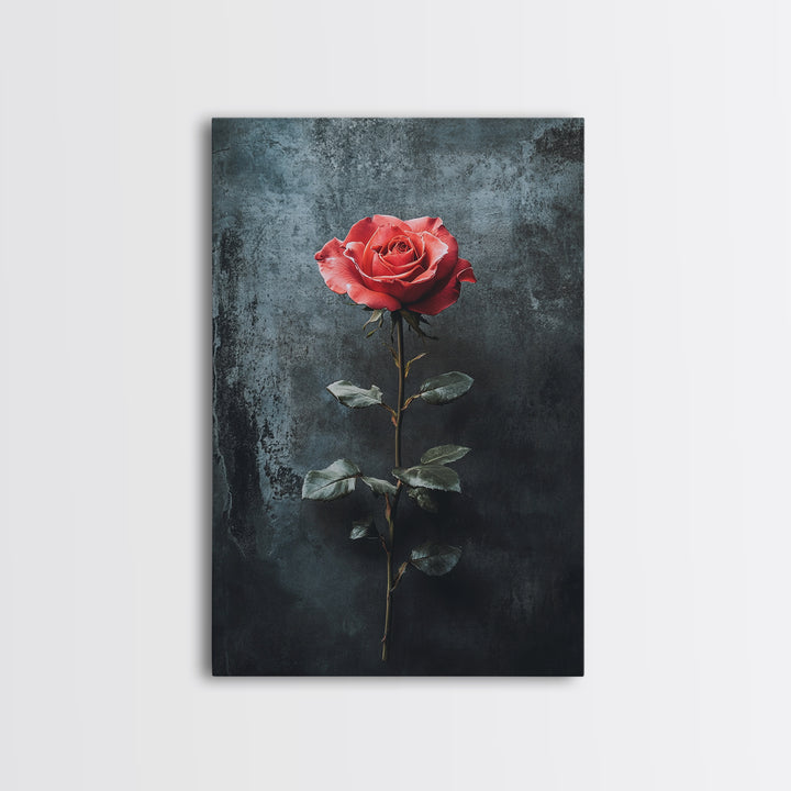 Red Rose Canvas Print, Art Print Roses Framed Canvas Print, Antique Flowers Print, Oil Painting Vintage Flowers, Ready To Hang, Flowers Wall Art