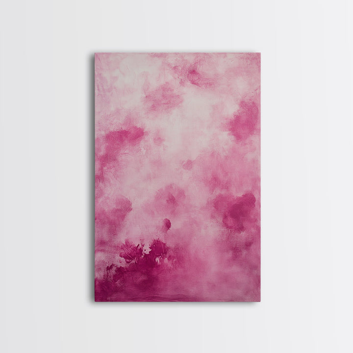 Wall Art Print Preppy Decor, Framed Canvas Print, Abstract Pink Clouds Painting, Girl's Dorm Room Wall Decor, Apartment Decor Gift Idea