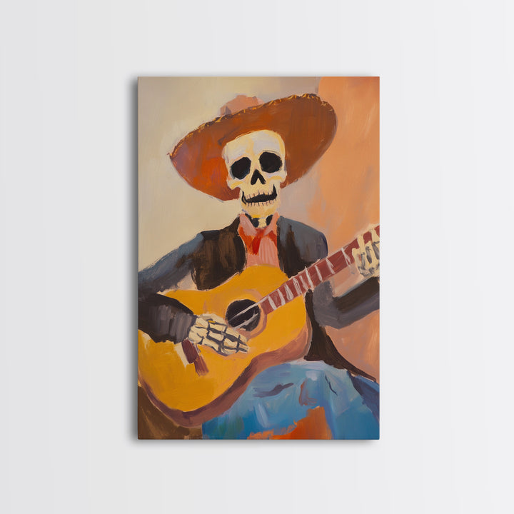 Chicano Cowboy Guitarist Canvas Print - Tejano Wall Art - Mexicano Home Decor - Mexican Style Cultural Artwork