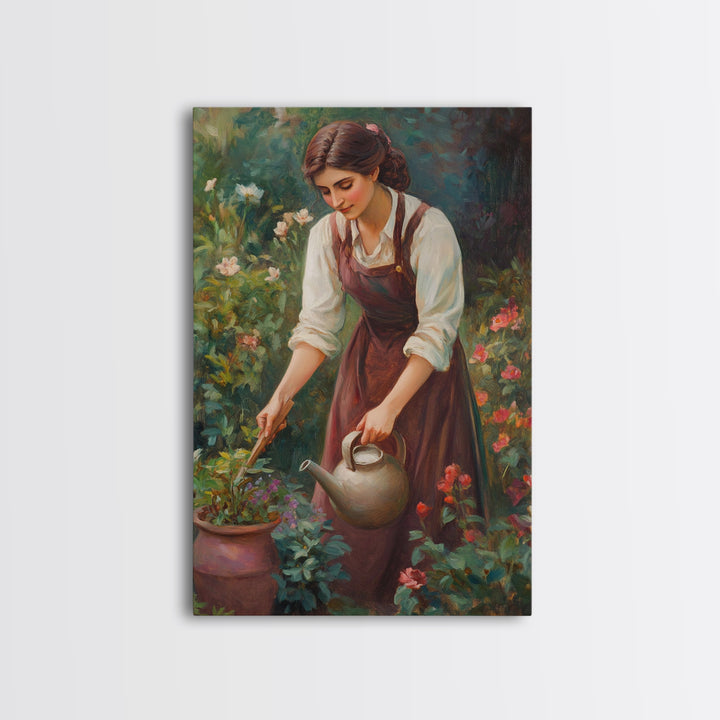 Canvas Art Print - In The Garden - Woman In Garden Painting Wall Art Print - Extra Large Art - Gardening Wall Art - Gardening Gift Idea