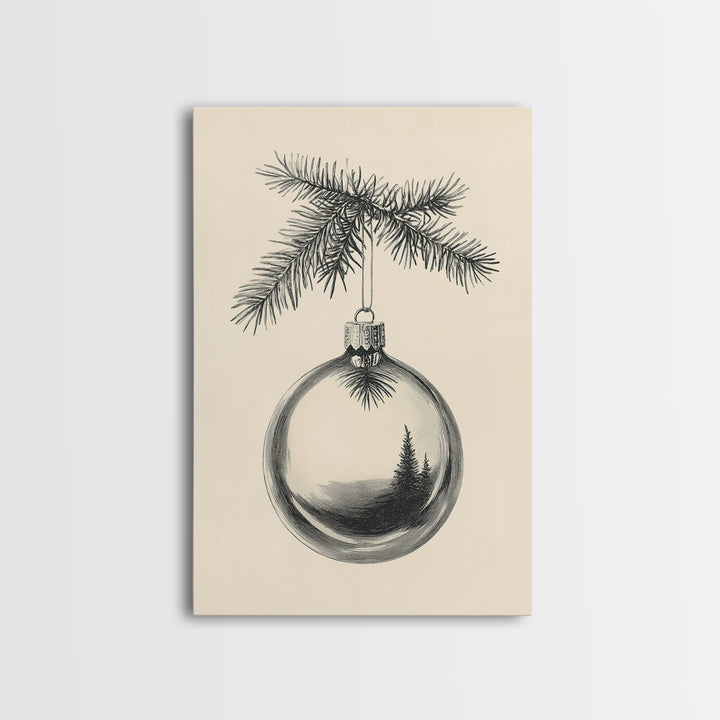 Christmas Tree Ornament Canvas Print, Retro Home Decor, Boho Christmas