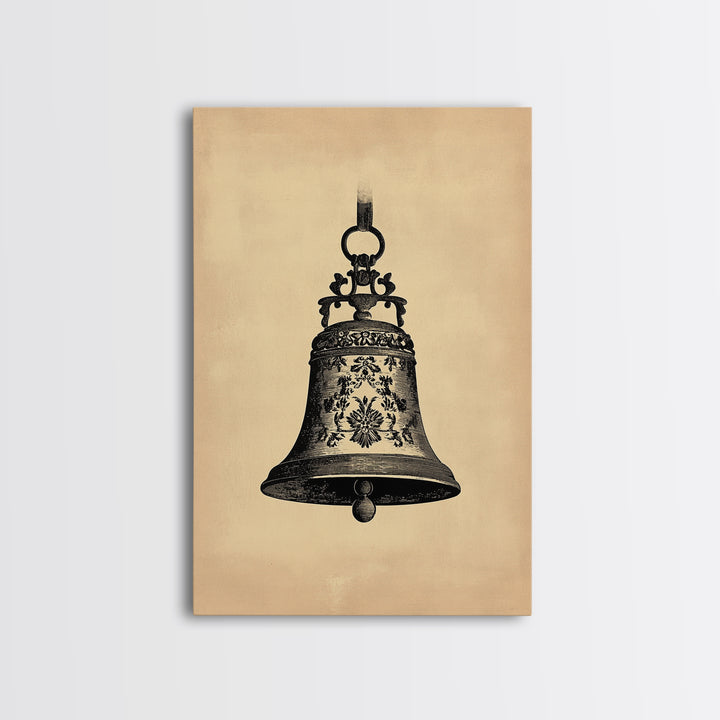 Christmas Bell Painting Print - Wood Framed Wall Art - Christmas Decor - Boho Christmas - Minimalist Christmas