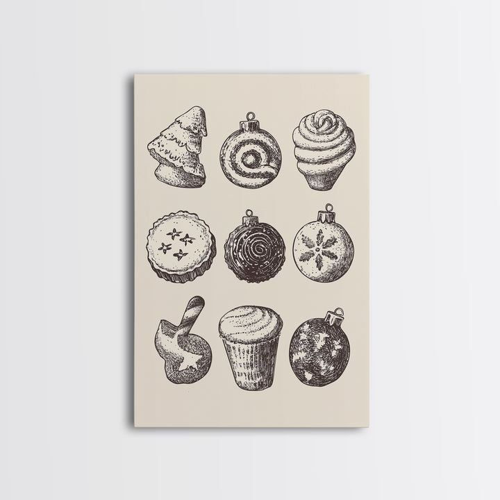Rustic Boho Christmas Cookies Canvas Print - Framed Canvas - Minimalist Christmas Art - Boho Christmas Art - Rustic Christmas Art