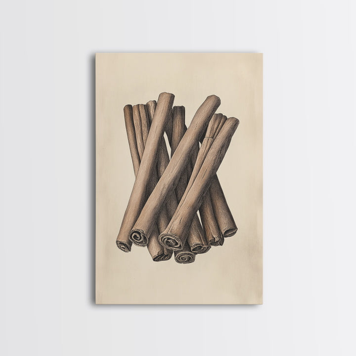 Christmas Cinnamon Sticks Canvas Print - Framed Canvas - Minimalist Christmas Art - Boho Christmas Art - Rustic Christmas Art