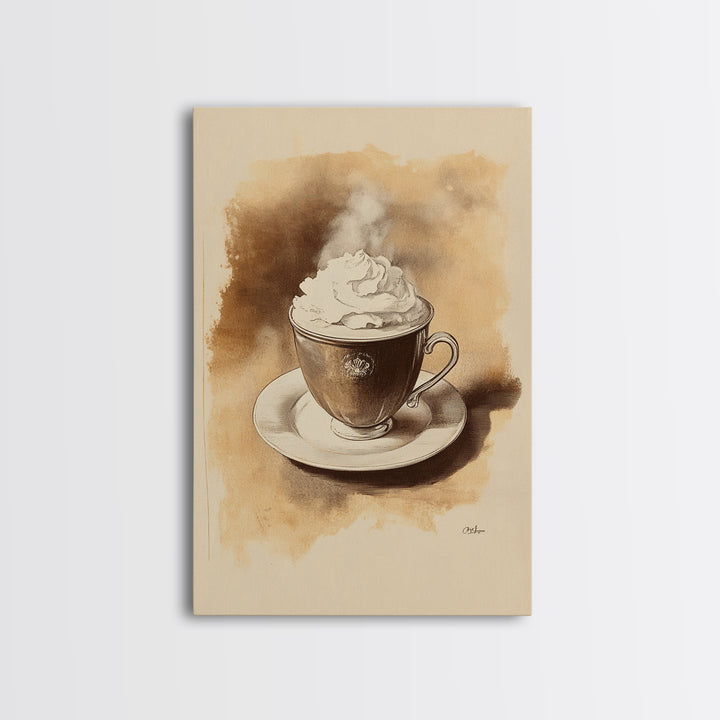 Christmas Coffee Canvas Print - Framed Canvas - Minimalist Christmas Art - Boho Christmas Art - Rustic Christmas Art