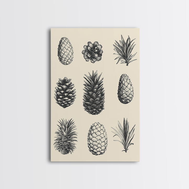 Christmas Pine Cones Canvas Print - Framed Canvas - Minimalist Christmas Art - Boho Christmas Art - Rustic Christmas Art - Pinecone Painting