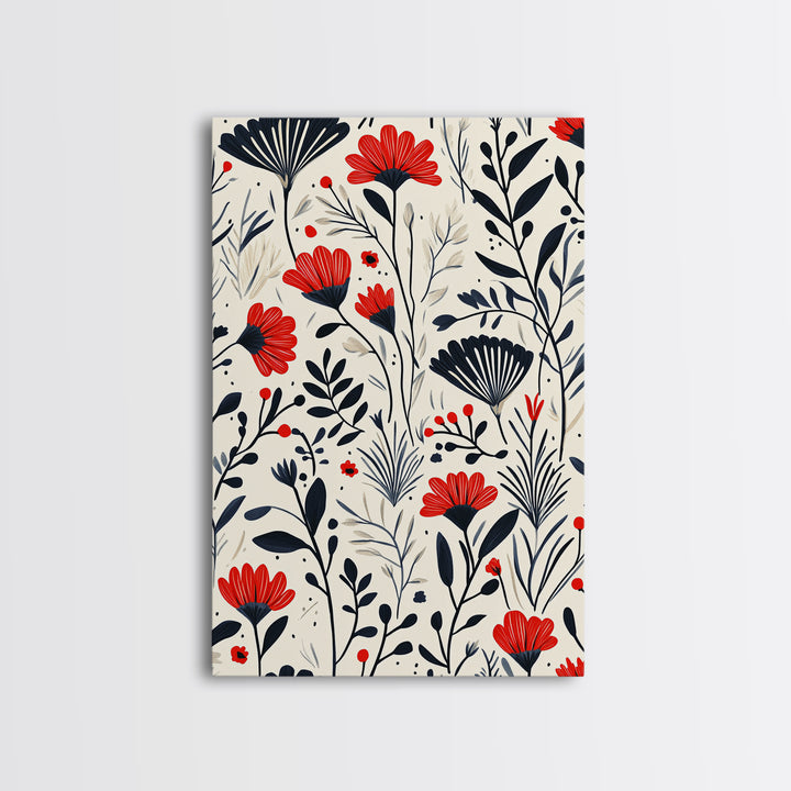 Botanical / Floral Print Wall Art Framed Canvas Print Midcentury Modern Wall Art Home Decor Boho Minimalist Ready To Hang Large Art