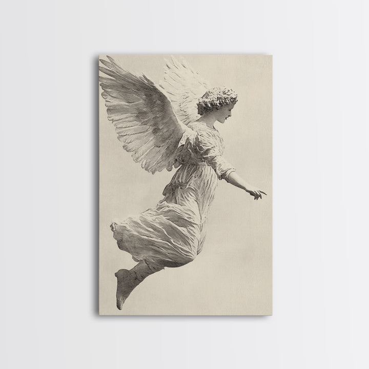 Christmas Angel Canvas Print - Framed Canvas - Minimalist Christmas Art - Boho Christmas Art - Rustic Christmas Art