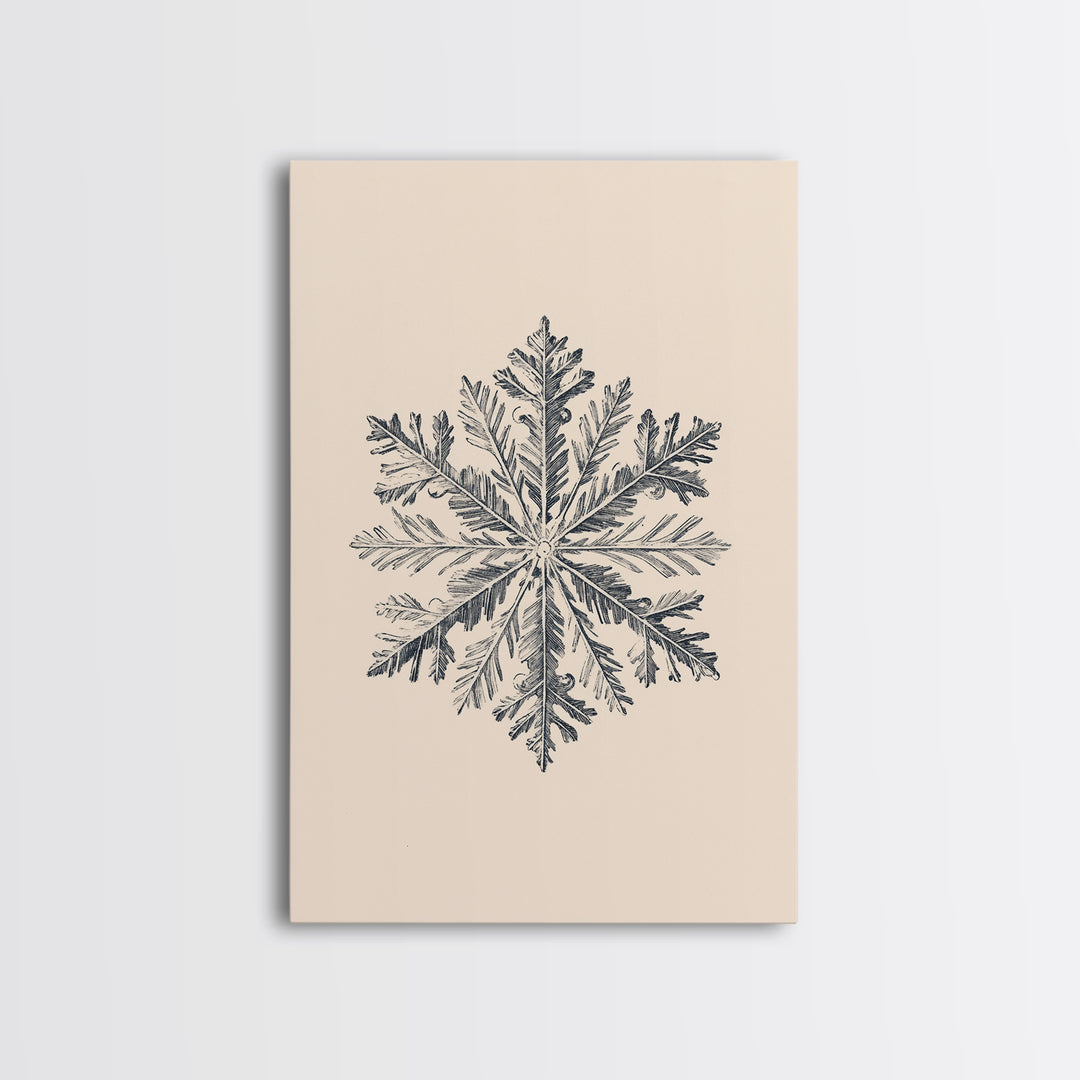 Snowflake Canvas Print - Framed Canvas - Minimalist Christmas Art - Boho Christmas Art - Rustic Christmas Art - Winter Decor - Winter Art
