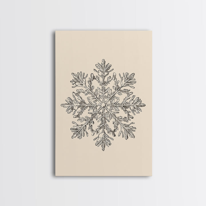 Sketch of a Snowflake Canvas Print - Framed Canvas - Minimalist Christmas Art - Boho Christmas Art - Rustic Christmas Art