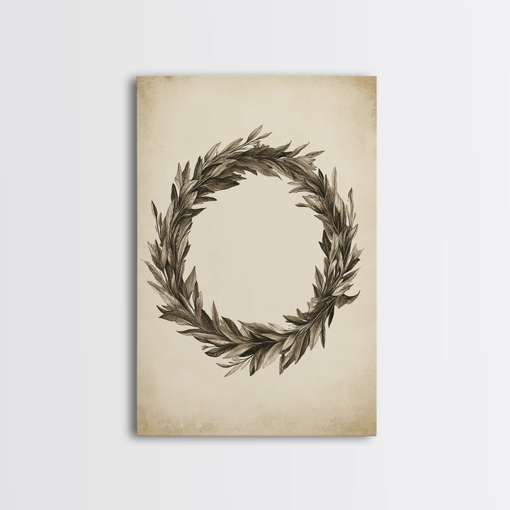 Vintage Wreath Canvas Print - Framed Canvas - Minimalist Christmas Art - Boho Christmas Art - Rustic Christmas Art