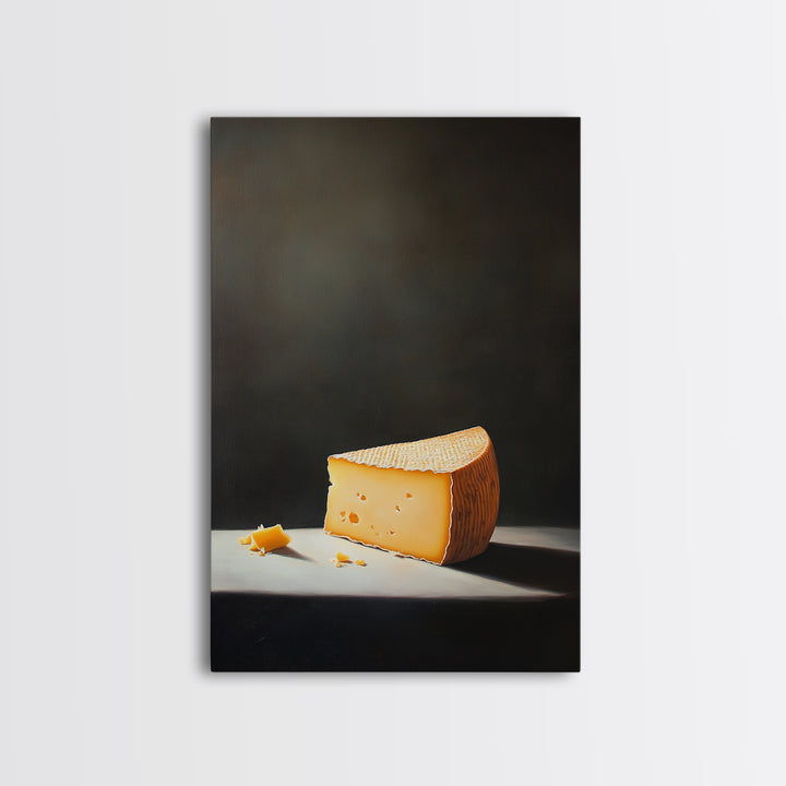 Cheese Art - Kitchen Wall Art - Framed Canvas Print - Kitchen Decor - Rustic Kitchen, Farmhouse Kitchen Wall Art - Cheese Oil Painting