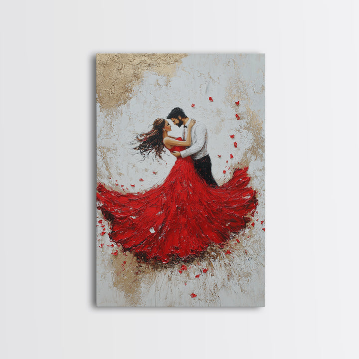 Couple Dancing Framed Canvas Print, Couple Wall Art, Wedding Gift, Dancing Wall Art, Dance Studio Decor, Engagement Gift Idea, Dancing Art