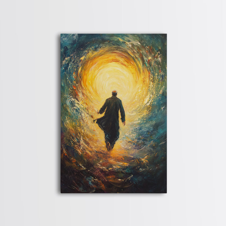 Bahai Wall Art Framed Canvas Print, Retro Abstract Wall Art