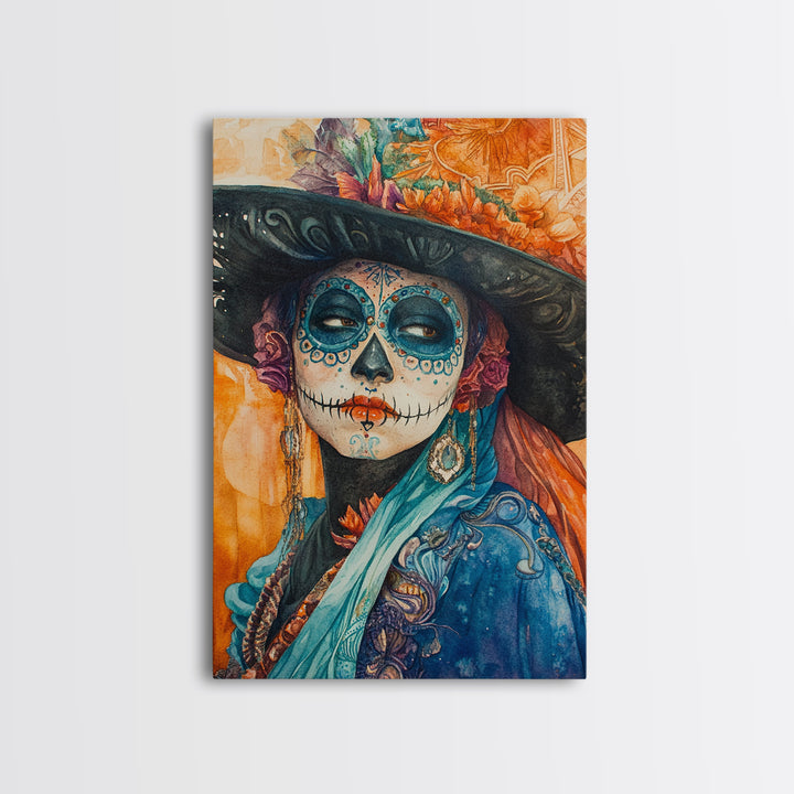 Chicano Art Framed Canvas Print, Day of the Dead / Dia De Los Muertos Wall Art, Mexicano Decor, Mexicano Wall Art, Southwestern Wall Art