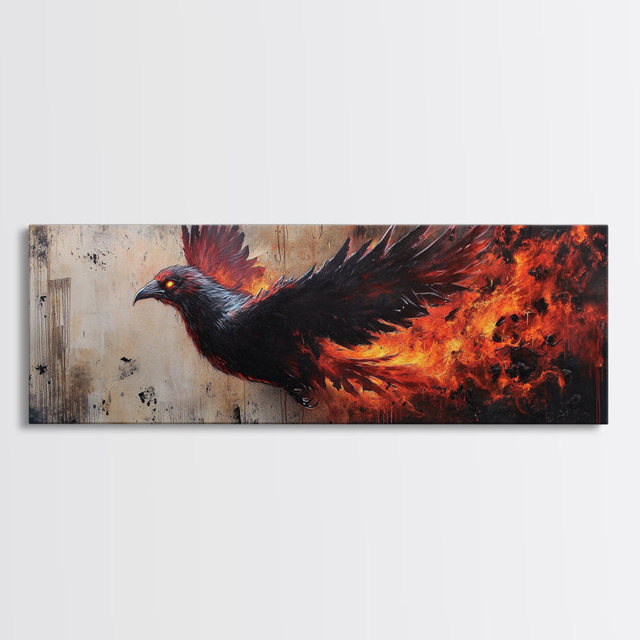 Panoramic Phoenix Painting Print, Phoenix Wall Art, Framed Canvas Art, Phoenix Painting, Phoenix Decor, Rebirth, Trendy Wall Art