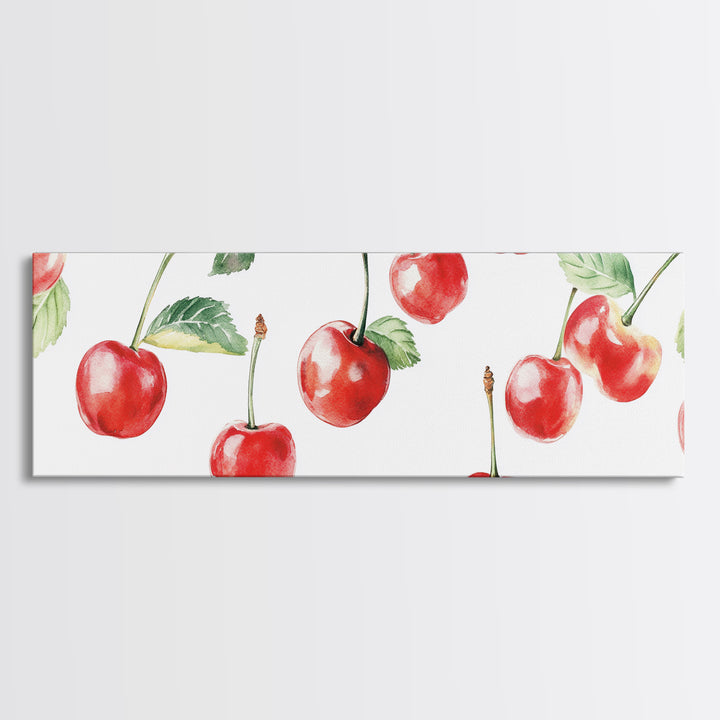 Chery Wall Art Canvas Print - Horizontal Extra Wide Wall Art - Panoramic Kitchen Decor - Kitchen Painting - Cherry Painting - Cherry Decor