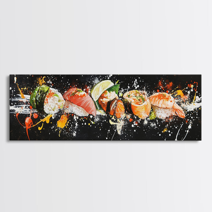 Sushi Wall Art - Framed Canvas Print - Kitchen Wall Art - Kitchen Decor - Original Painting - Restaurant Wall Art - Wabi Sabi Minimalist Art