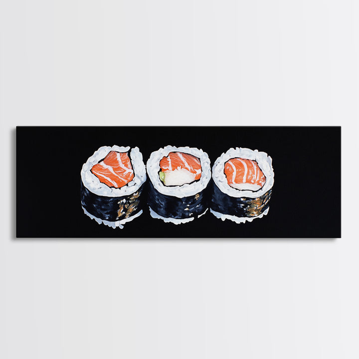 Abstract Sushi Painting Print, Food Art, Framed Canvas Print, Kitchen Decor, Minimalist Kitchen Wall Art, Kitchen Painting, Wall Art For Kitchen
