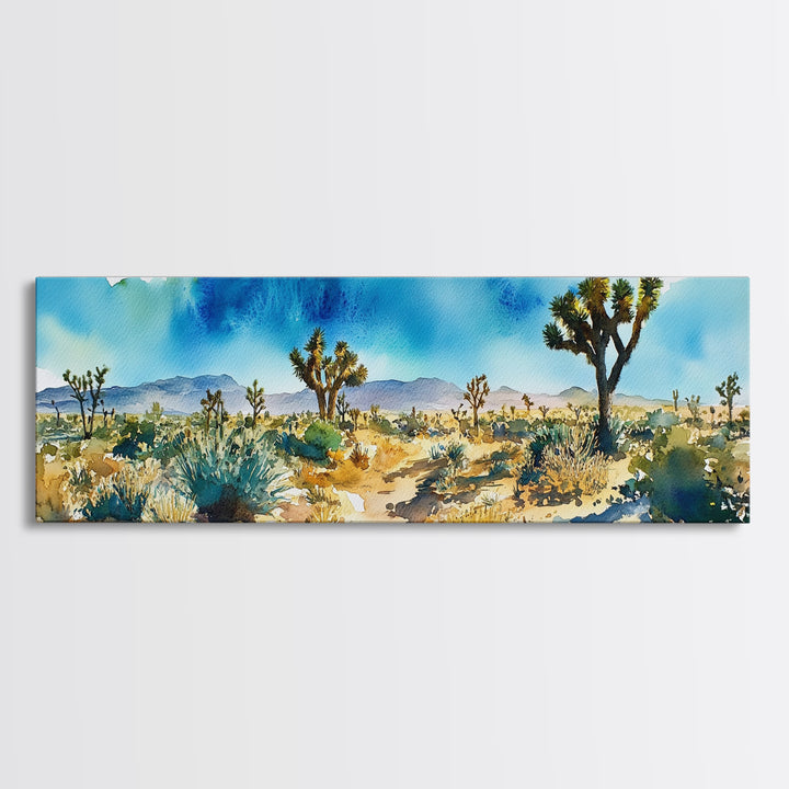 Canvas Print Panoramic Landscape Painting of Joshua Tree California Canvas Print, Joshua Tree Art, California Wall Art, Minimalist Desert Art
