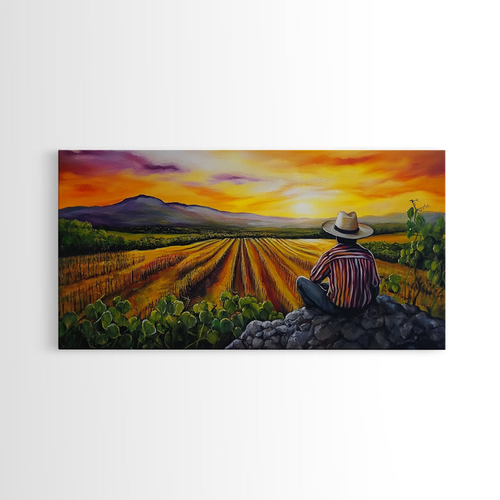 Chicano Wall Art - Mexicano Ranchero Oil Painting Print - Framed Canvas Print - Mexican Culture Art - Wood Framed Wall Art - Chicano Decor