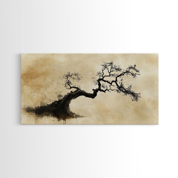 Bonzai Abstract Wall Art Framed Canvas Print, Wabi Sabi Art, Wabi Sabi Decor, Boho Home Decor, Botanical Prints
