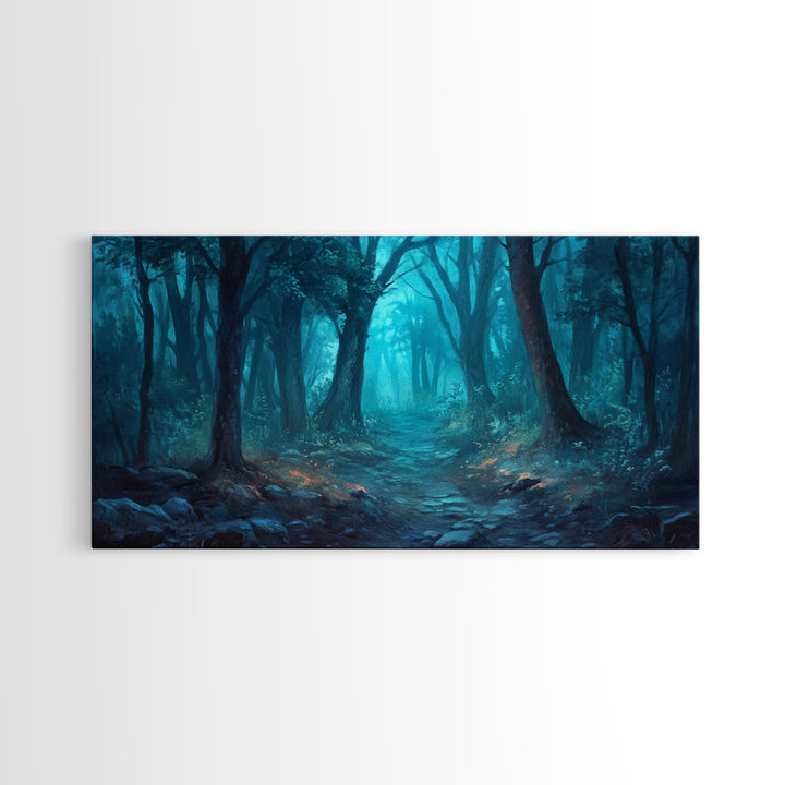 Dark Fantasy Forest Landscape Painting Canvas Print | Extra Large Living Room Wall Art | Horizontal Wall Art | Living Room Wall Art