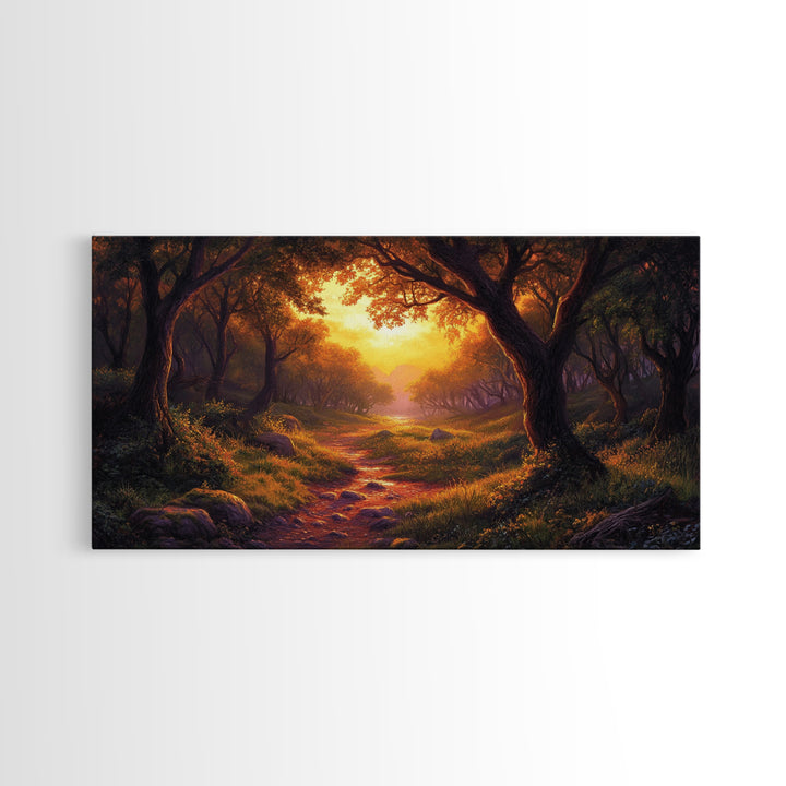 Cute Fantasy Wall Art, Framed Canvas Print, Fantasy Landscape Painting Print, Fairy Art, Fairy Landscape Wall Art Decor