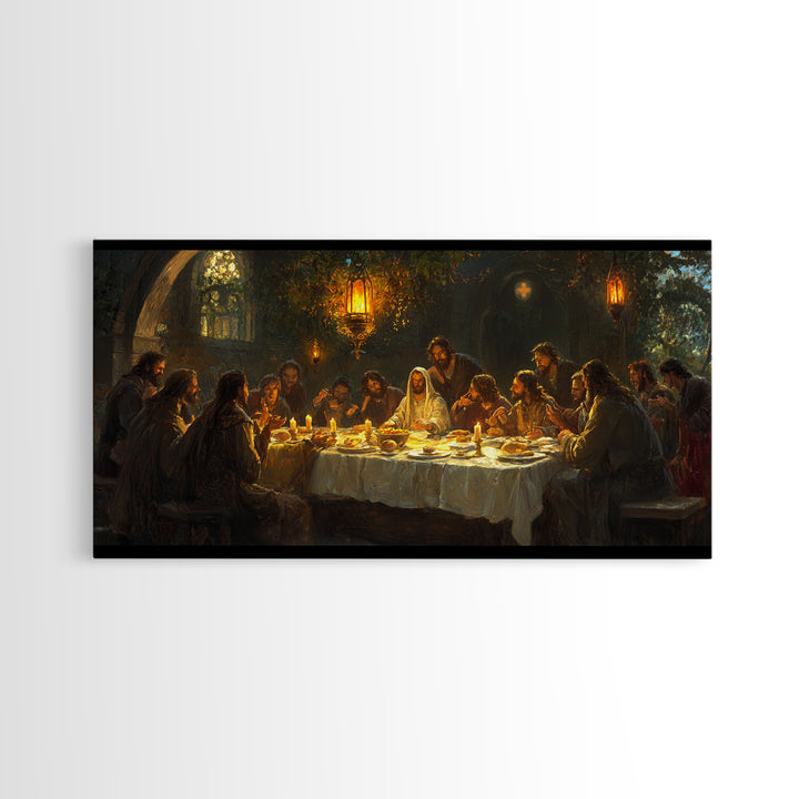 The Last Supper - Framed Canvas Print - Christian Wall Art - Chistmas Home Decor - Last Supper Oil Painting Print - Christian Home Decor