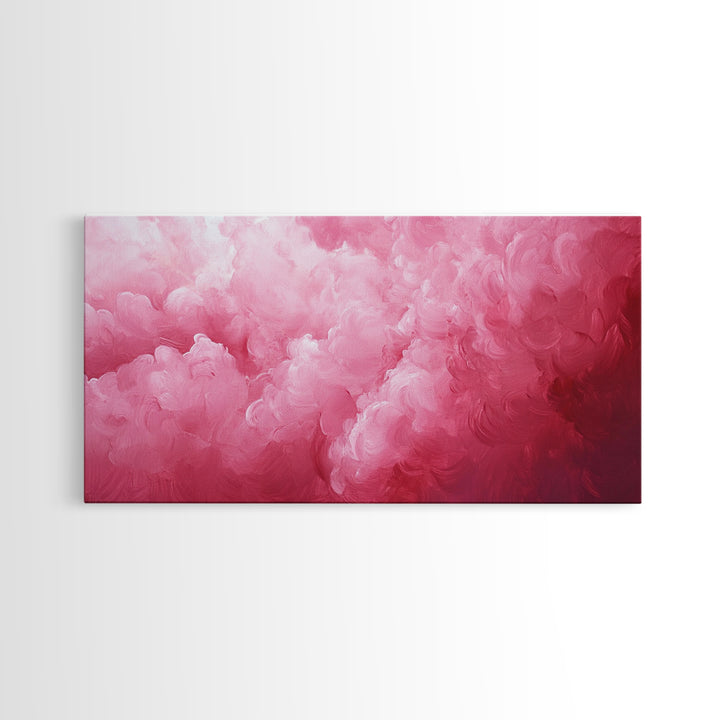 Pink Clouds - Framed Canvas Print - Wood Framed Wall Art - Preppy Decor - Preppy Dorm Room Wall Art - Abstract Pink Wall Art