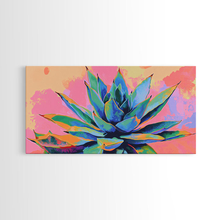 Blue Agave Wall Art Framed Canvas Print | Mexicano Art | Pueblo Style Southwestern Art | Arizona Art | Mexicano Wall Art | Agave Painting