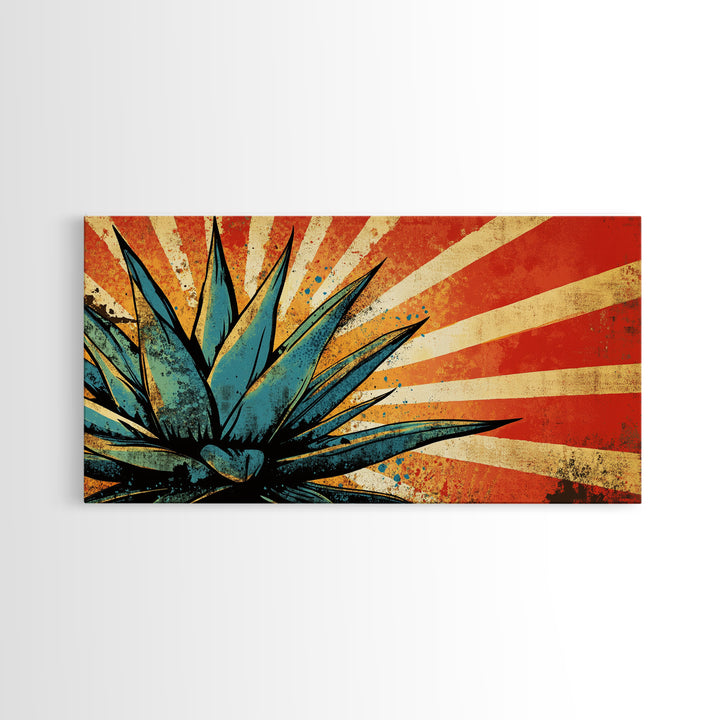 Blue Agave Pop Art Framed Canvas Print | Bar Decor | Bar Wall Art | Ready To Hang Wall Art | Home Decor | Office Decor | Agave Painting